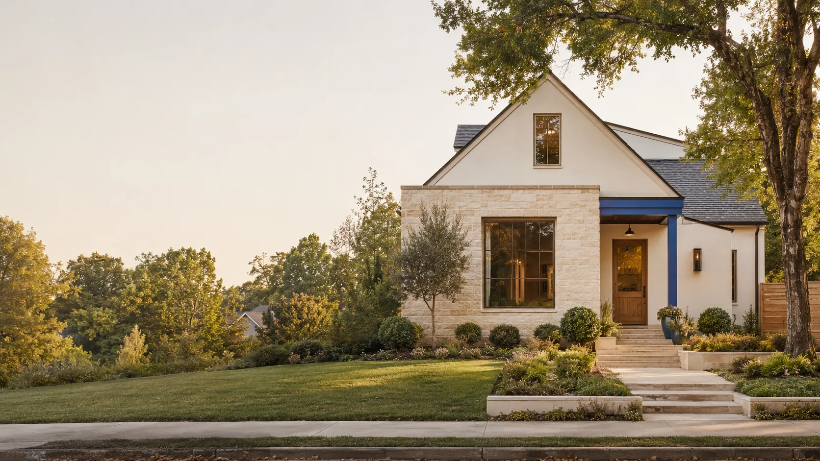 Residential property in warm morning light